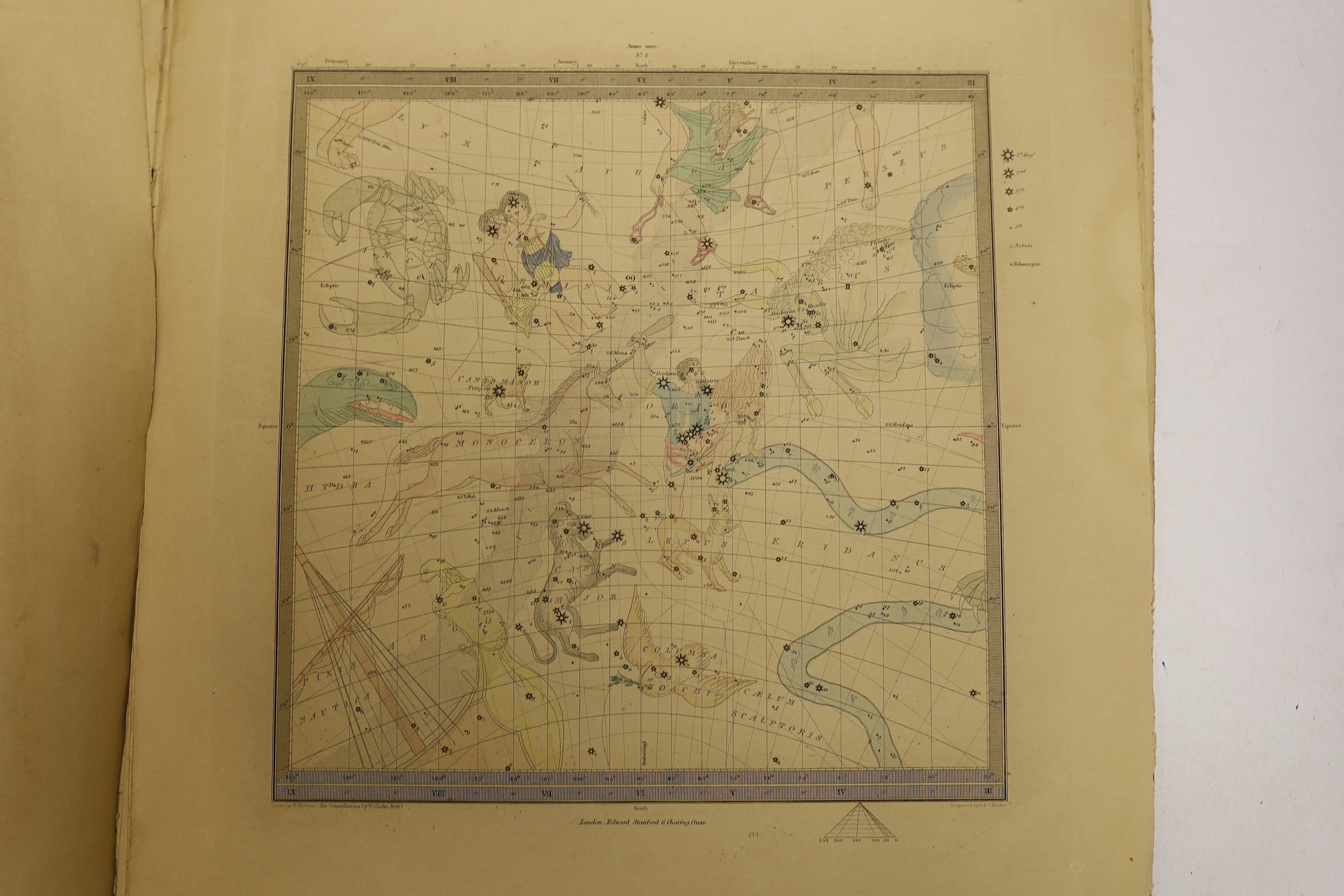 Sir John Lubbock, The Stars in Six Maps on the Gnomonic Projection, pub. Edward Stanford, London, circa 1844, 46 x 38cm